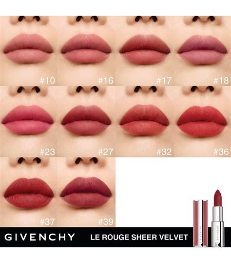 givenchy sheer velvet lipstick|givenchy le rouge lipstick swatches.